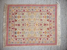 Load image into Gallery viewer, Dollhouse Miniature ~ Petit Point Vintage Faded Pink Floral Rug - Ursula Sauerberg
