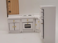 Load image into Gallery viewer, Dollhouse Miniature ~ 1:24 Scale, Handmade White Wooden Kitchen Set with 2 Chairs
