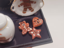 Load image into Gallery viewer, Dollhouse Miniature ~ Gingerbread Man Plate and Jar, with 3 Cookies - by Reutter Porcelain
