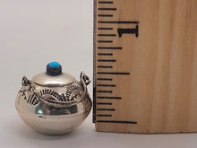 Load image into Gallery viewer, Dollhouse Miniature ~ 1:12 Scale, 6pc Sterling Silver w/ Mexican Turquoise Detailing Set + Silver Cowboy Statue
