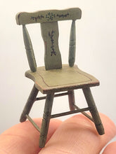 Load image into Gallery viewer, Dollhouse Miniature ~ 1:24 Scale, 2pc Green Wooden Table and Chair Set – Signed RP
