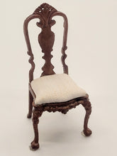 Load image into Gallery viewer, Dollhouse Miniature ~ 1:24 Scale, Regal Wooden Side Chair with White Cushion

