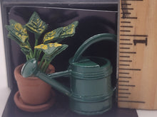Load image into Gallery viewer, Dollhouse Miniature ~ Plant and Green Watering Can by Reutter Porcelain
