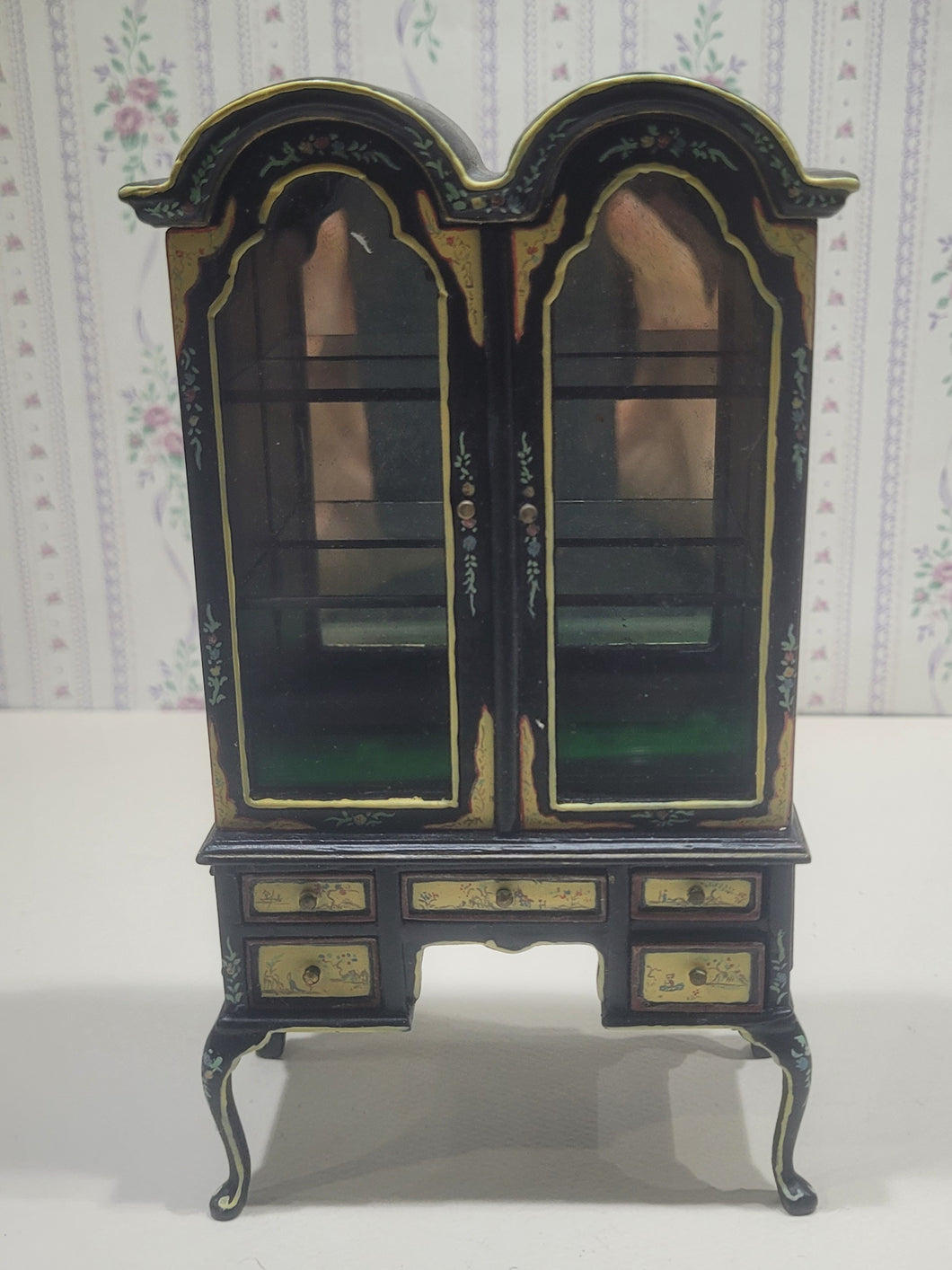 Black Detail-Painted Hutch with Shelves by Bespaq