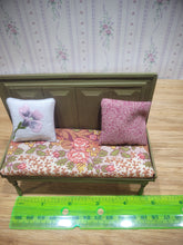 Load image into Gallery viewer, Green Bench with 2 Pillows and Floral Benchseat
