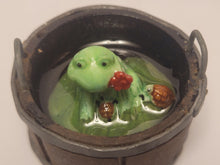 Load image into Gallery viewer, Frog in Wooden Bucket with Water and Turtles
