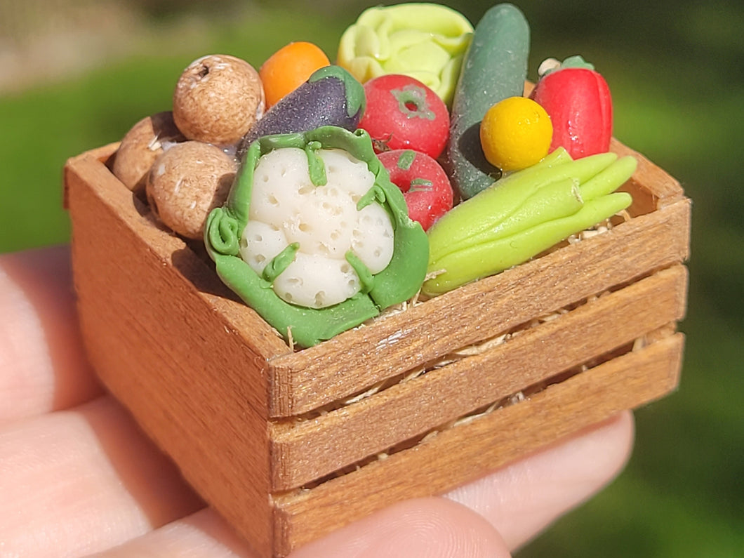 Handmade Veggies in Wooden Crate