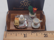 Load image into Gallery viewer, Dollhouse Miniature ~ 1:12 Scale, Breakfast Tray with Black Rose China Pattern - By Reutter Porcelain
