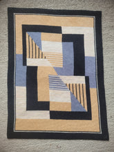 Load image into Gallery viewer, Dollhouse Miniature ~ Petit Point Black, Burnt Orange, Tan, and Blue Geometric Modern Rug - Ursula Sauerberg
