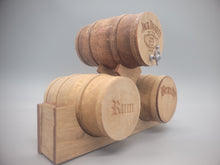 Load image into Gallery viewer, Large Triple Wooden Barrel Display Set - Jack Daniel&#39;s Rum, and Brandy Set
