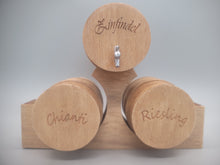 Load image into Gallery viewer, Large Triple Wooden Barrel Display Set of Zinfandel, Chianti, and Riesling
