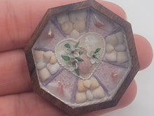 Load image into Gallery viewer, 1½&quot; Sailor&#39;s Valentine - Heart &amp; Florals Centerpiece surrounded by Assorted Shells &amp; Sand
