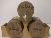 Load image into Gallery viewer, Medium - Chardonnay, Chianti, and Zinfandel Barrels on Wood Holder
