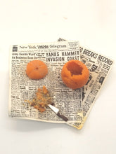 Load image into Gallery viewer, Dollhouse Miniature ~ 1:24 Scale, Pumpkin Carving on Newspaper Setup
