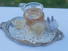 Load image into Gallery viewer, Iced Tea with Lemon in Glass Pitcher on Metal Platter
