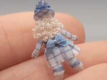 Load image into Gallery viewer, ¾&quot; Blonde Doll in Blue Plaid Dress and Hat – by Cheryl Warder
