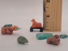 Load image into Gallery viewer, Dollhouse Miniature ~ 1:12 Scale, 6pc Stone Set, Carved Animals, Desert Rose, Mexican Turquoise
