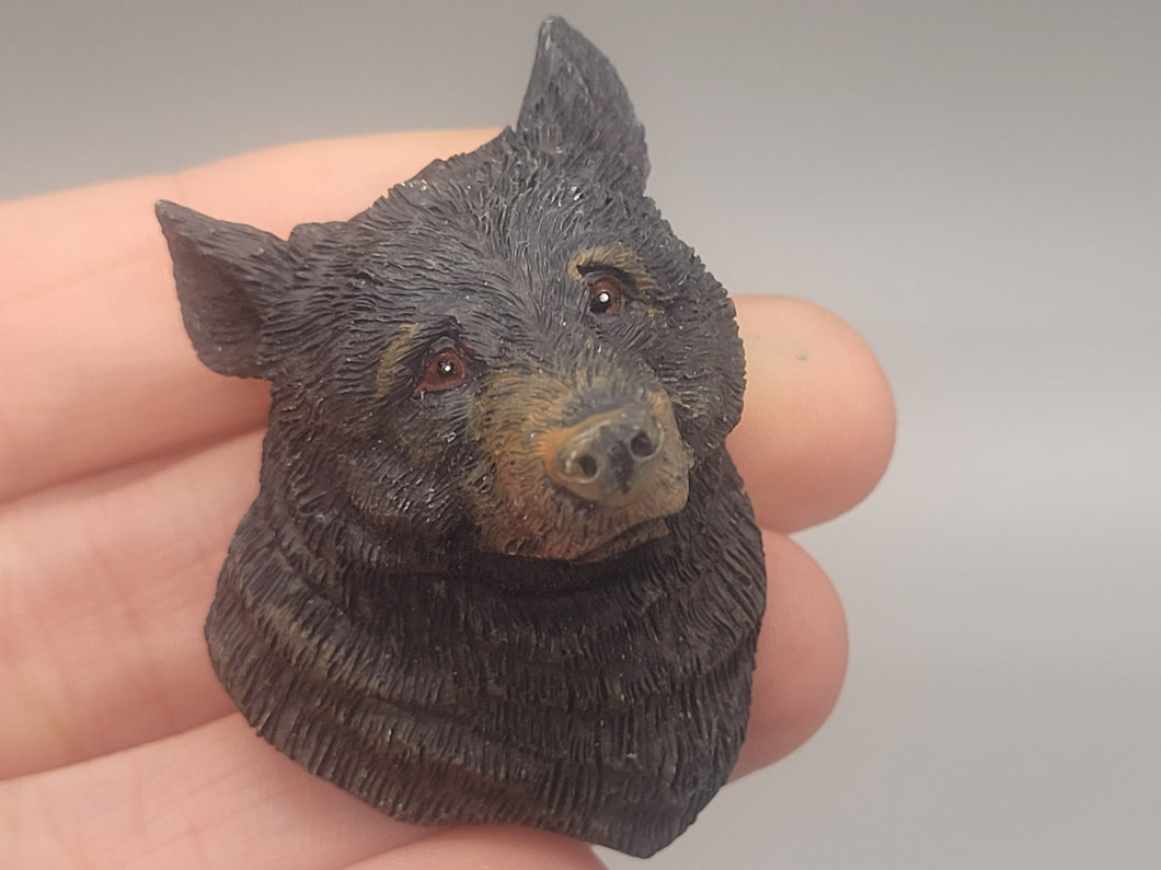 Resin Painted Black Bear Head