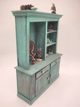 Load image into Gallery viewer, Dollhouse Miniature ~ 1:12 Scale, Turquoise Display Shelf with Native Figurines and Art
