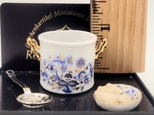 Load image into Gallery viewer, Dollhouse Miniature ~ 1:12 Scale, Dumplings and Blue Onion Pattern Pot and Ladle by Reutter Porcelain
