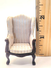 Load image into Gallery viewer, Dollhouse Miniature ~ 1:24 Scale, Striped Chair with Missing Cushion
