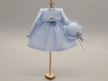 Load image into Gallery viewer, Light Blue Long-Sleeve Dress with Matching Hat – by Cheryl Warder

