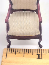 Load image into Gallery viewer, Dollhouse Miniature ~ 1:24 Scale, Striped Beige Mahogany Chair
