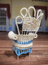 Load image into Gallery viewer, ☆ SALE ☆ Wicker Chair Blue &amp; Cream Handmade
