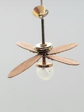 Load image into Gallery viewer, Dollhouse Miniature ~ 1/2&quot; Scale, 4-Arm Fan with Gold Leaf Detailing &amp; Round Cieling Light
