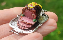 Load image into Gallery viewer, Ham with Pineapple on Metal Platter
