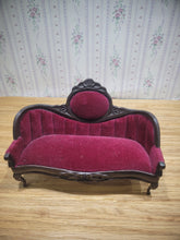 Load image into Gallery viewer, Burgundy/Plum Velvety Sofa
