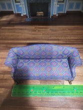 Load image into Gallery viewer, Dark Blue Couch w/ Flower &amp; Shape Pattern
