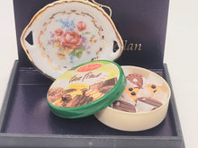 Load image into Gallery viewer, Dollhouse Miniature ~ 1:12 Scale, Large Cookies in Tin with Floral Platter Set, By Reutter Porcelain
