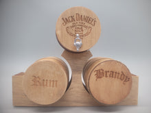 Load image into Gallery viewer, Large Triple Wooden Barrel Display Set - Jack Daniel&#39;s Rum, and Brandy Set
