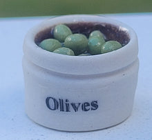 Load image into Gallery viewer, Green Olives in Small Crock with Label
