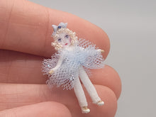Load image into Gallery viewer, 1&quot; Blonde Ballerina Doll with Blue Bow and Glittery Tutu – by Cheryl Warder
