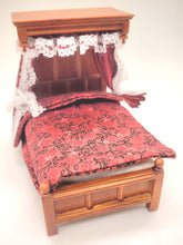 Load image into Gallery viewer, Dollhouse Miniature ~ 1:24 Scale, Red and Lace Tester Bed by JBM
