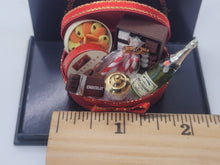 Load image into Gallery viewer, Dollhouse Miniature ~ 1:12 Scale, Christmas Food Gift Basket with Candies and Champagne
