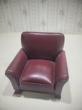 Load image into Gallery viewer, 2pc Burgundy Leather Arm Chair and Foot Stool Set
