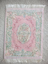 Load image into Gallery viewer, Dollhouse Miniature ~ Petit Point Coral &amp; Lime Rug with Intricate Baroque Detailing and Centerpiece Design - Ursula Sauerberg
