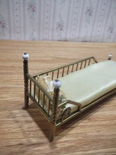 Load image into Gallery viewer, Gold Metal Bed with Round Pillow and Golden Mattress
