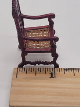 Load image into Gallery viewer, Dollhouse Miniature ~  Half Scale, Handmade Wood and Wicker Chair
