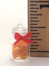 Load image into Gallery viewer, Dollhouse Miniature ~ 1:24 Scale, Orange and Lemon Slices in Glass Jar with Red Bow
