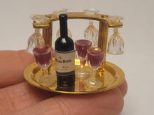 Load image into Gallery viewer, Brass Wine Holder with Red Wine Bottle and Glasses
