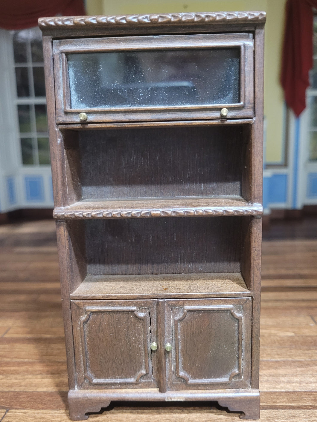 Light Brown Hutch w/ Window Shelf