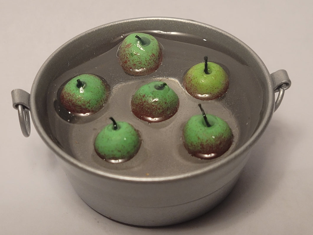 Spooky Bobbing for Apples in Silver Galvanized Tub