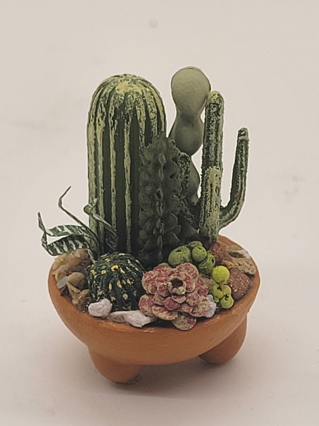 Dollhouse Miniature ~ 1:12 Scale, IGMA Artist Era Pearce Cactus & Succulents in Pot