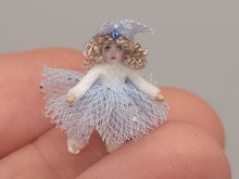 Load image into Gallery viewer, ½&quot; Blonde Ballerina Doll with Blue Bow and Blue Glittery Tutu – by Cheryl Warder
