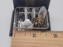Load image into Gallery viewer, Dollhouse Miniature ~ 1:12 Scale, Floral Fairy Plates in Dish-Drying Rack, by Reutter Porcelain
