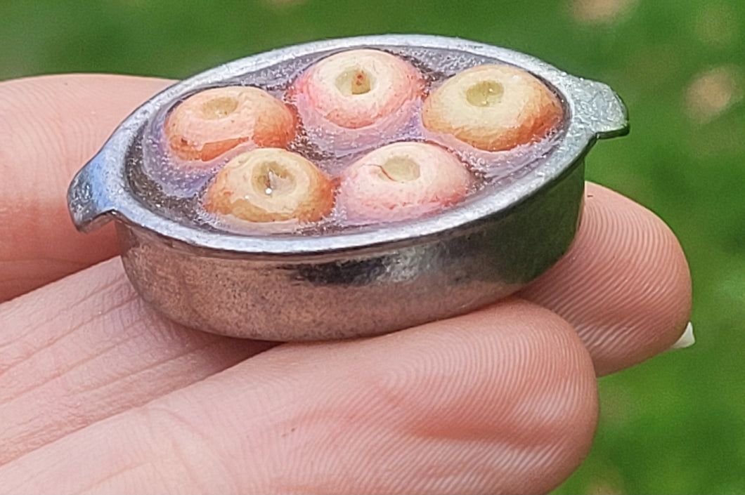 Cored Apples in Water in Metal Roasting Pan